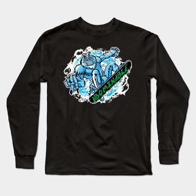 Abominable Snowman Snowboarder Long Sleeve T-Shirt by eShirtLabs